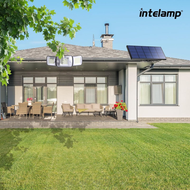 intelamp Solar Flood Lights Outdoor Waterproof, 2 Pack 6000mAh 1200LM Solar Powered Dual Motion Sensor LED Lighting Dusk to Dawn Security Floodlight Exterior with Remote 9.8ft Cable for Garden House - Image 2